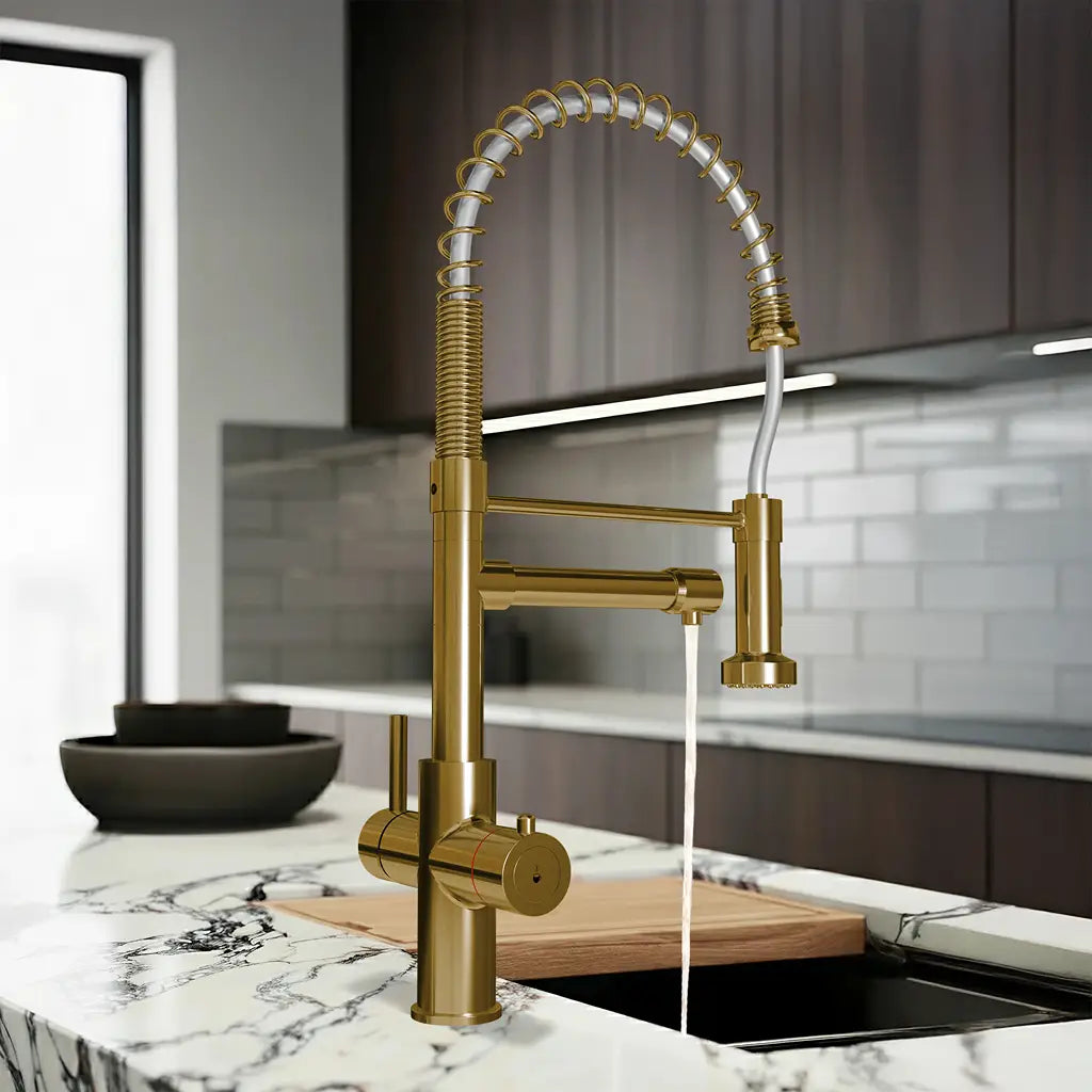 Image of Fohen Aran Pro Brushed Zirconium Gold Kitchen Tap