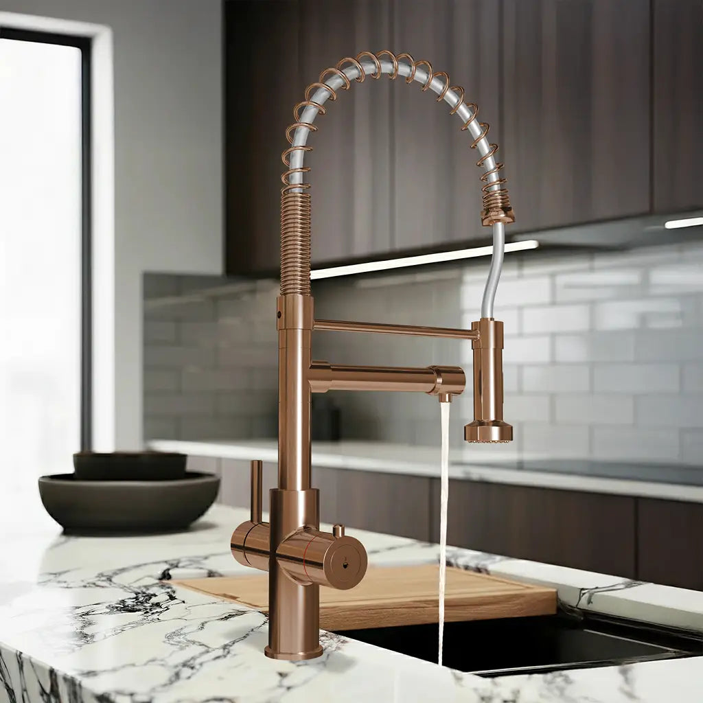 Image of Fohen Aran Pro Rose Gold Kitchen Tap