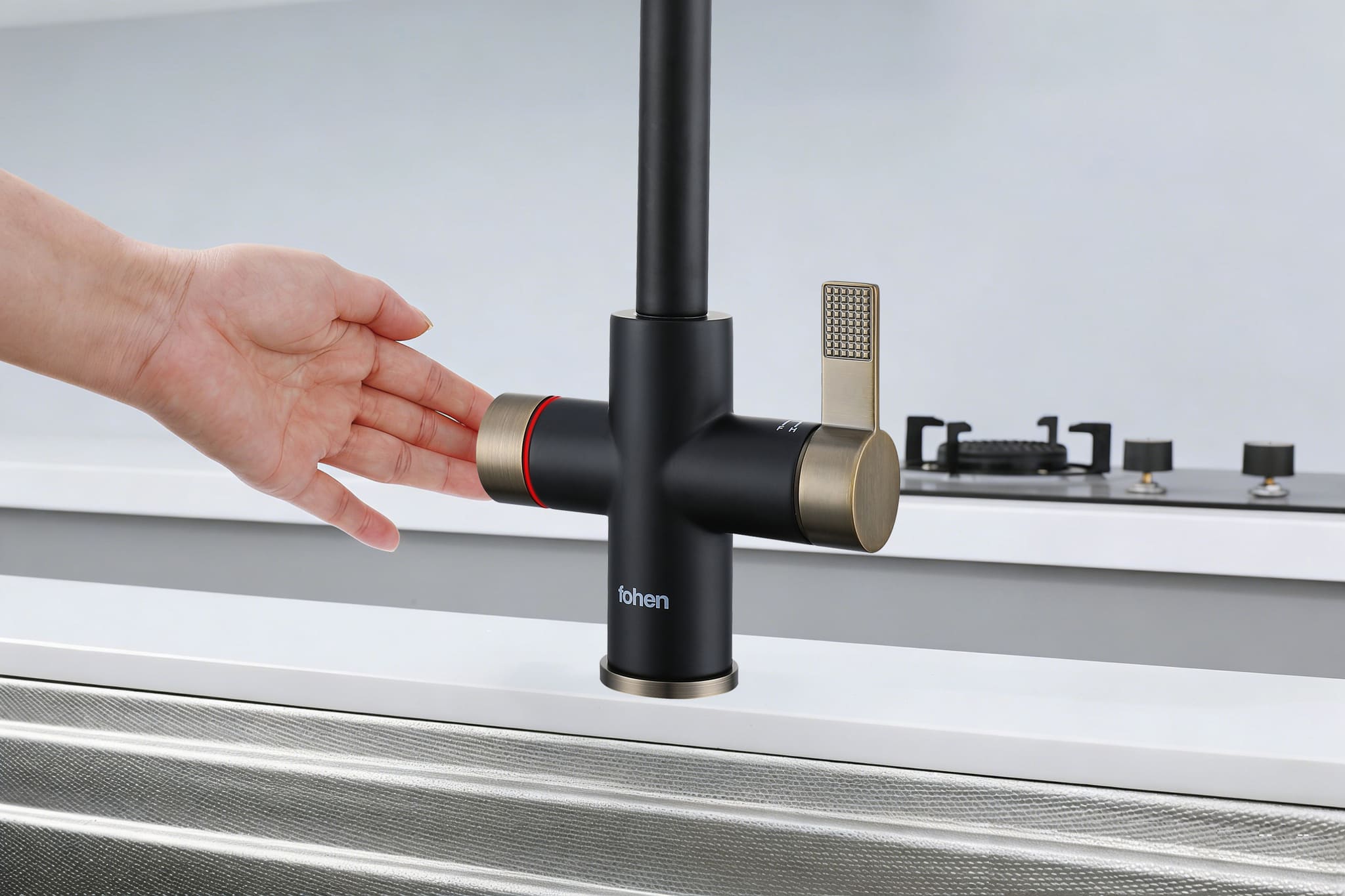 Image of Fohen 4-in-1 Fedina Touch - Matt Black & Patinated Brass Accents