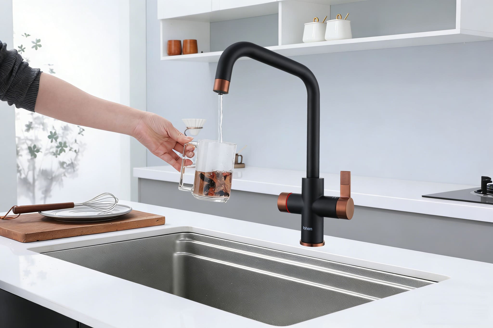 Image of Fohen 4-in-1 Fedina Touch - Matt Black & Rose Gold Accents