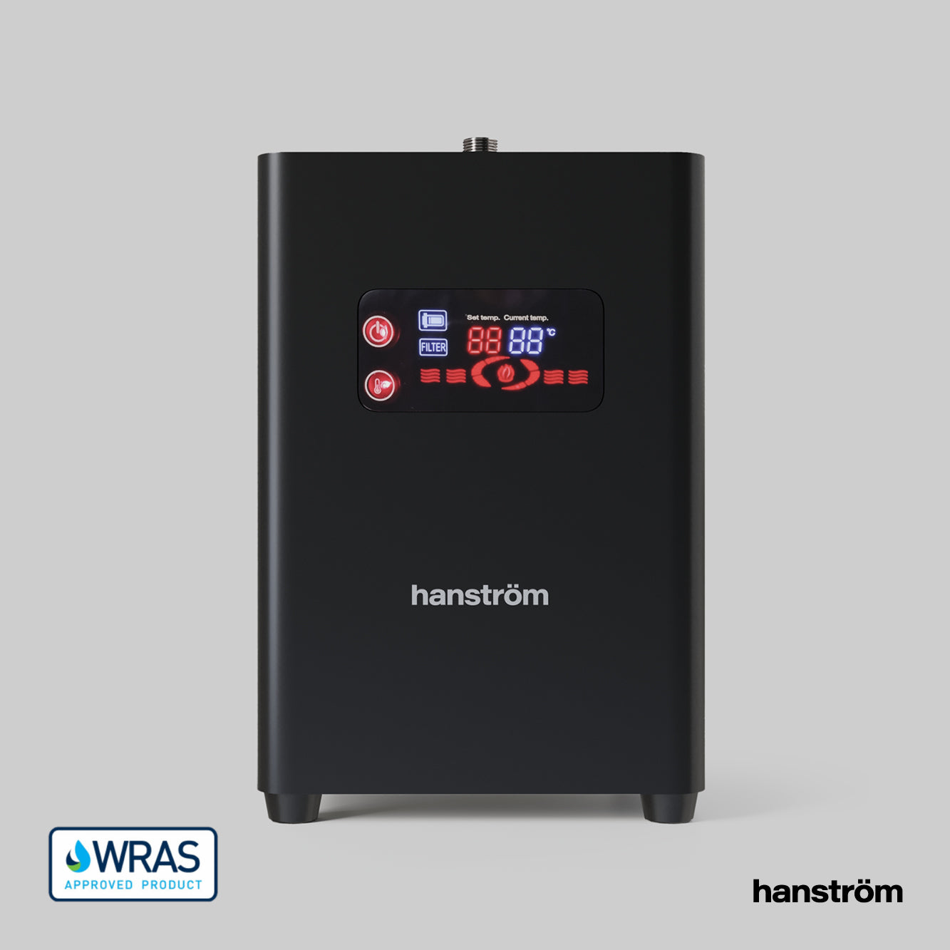 Image of a black digital boiling water tap tank