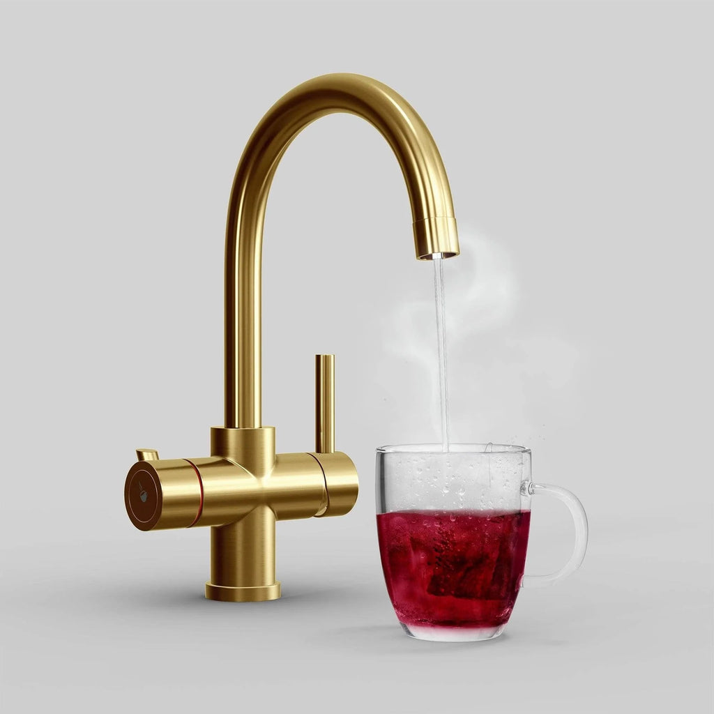 Fohen Furnas | Brushed Gold | 3-in-1 Instant Boiling Water Tap with Swan Neck