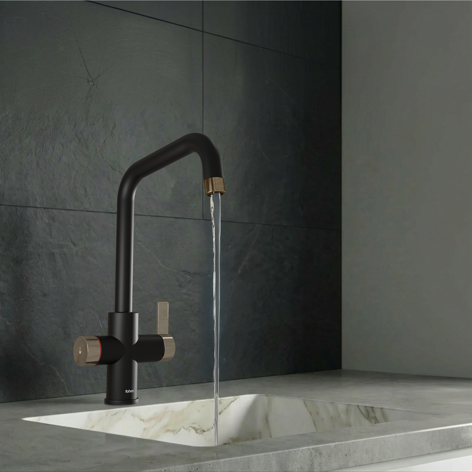Image of Fohen 4-in-1 Fedina Touch - Matt Black & Patinated Brass Accents