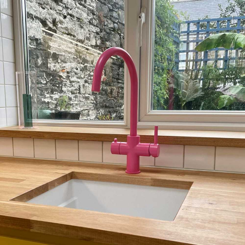 Fohen Furnas Satin Pink Boiling Water Tap with Swan Neck