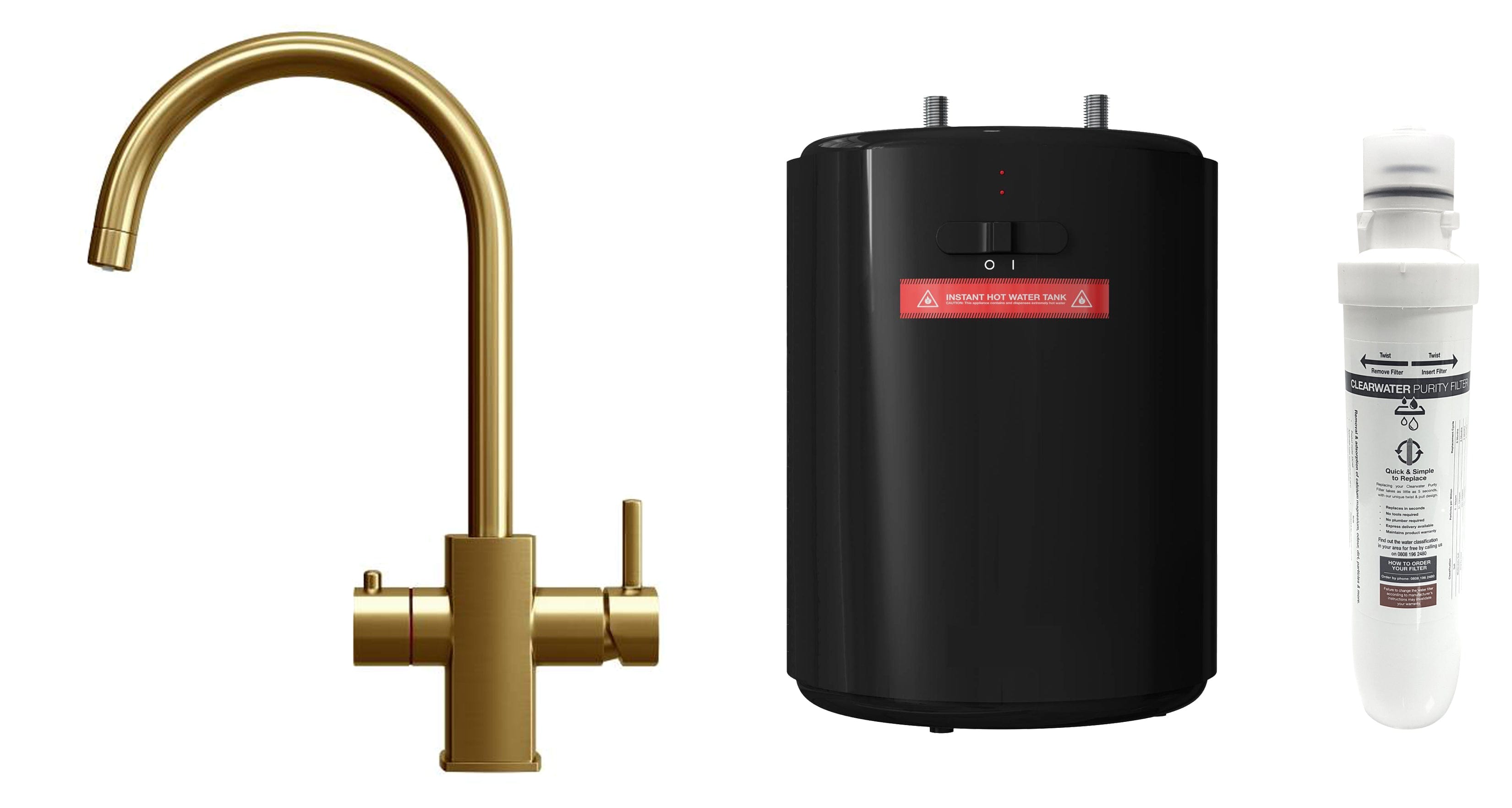 Image of Fohen Fohen Florence Brushed Gold Boiling Water Tap